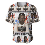 John Lewis Baseball Jersey with Mugshot Collage Design Civil Rights Portrait Good Trouble Tribute - African Pride