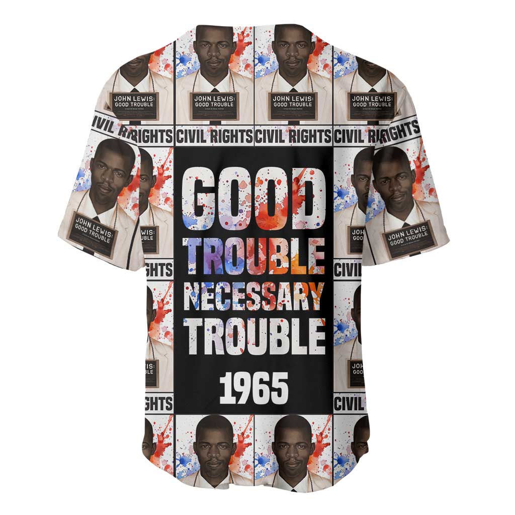 John Lewis Baseball Jersey with Mugshot Collage Design Civil Rights Portrait Good Trouble Tribute - African Pride