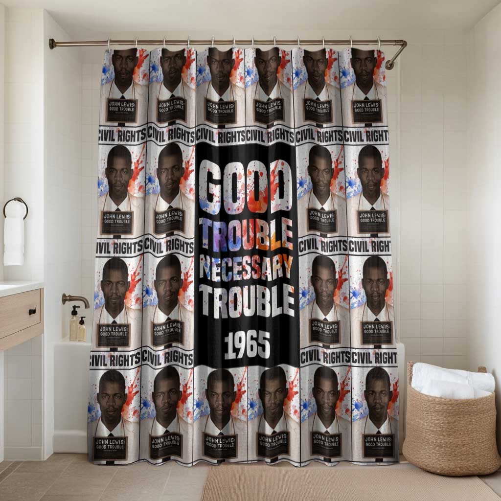 John Lewis Bathroom Set with Mugshot Collage Design Civil Rights Portrait Good Trouble Tribute - African Pride