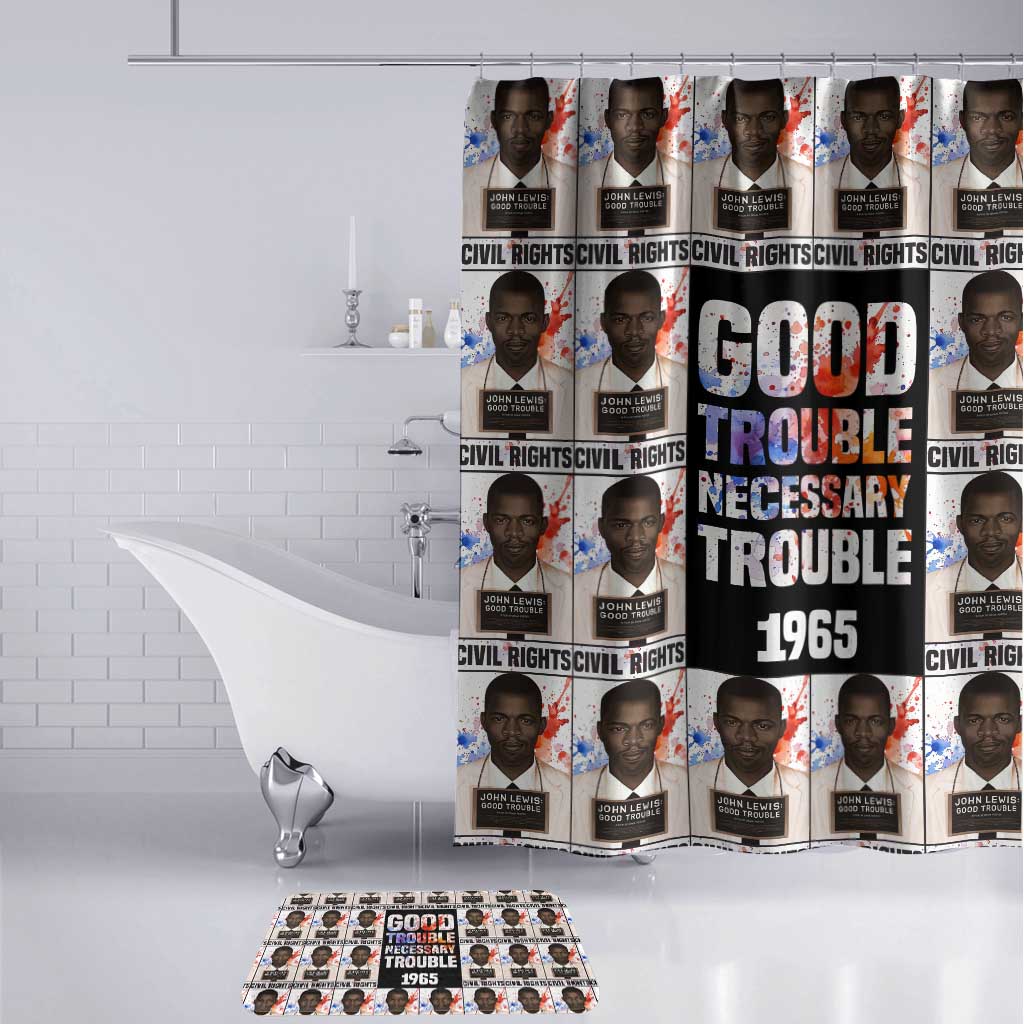 John Lewis Bathroom Set with Mugshot Collage Design Civil Rights Portrait Good Trouble Tribute - African Pride