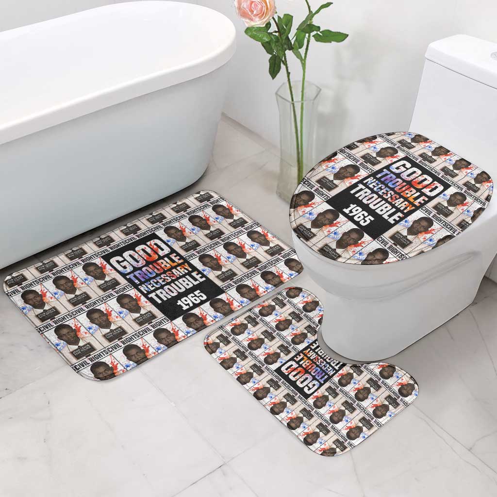 John Lewis Bathroom Set with Mugshot Collage Design Civil Rights Portrait Good Trouble Tribute - African Pride