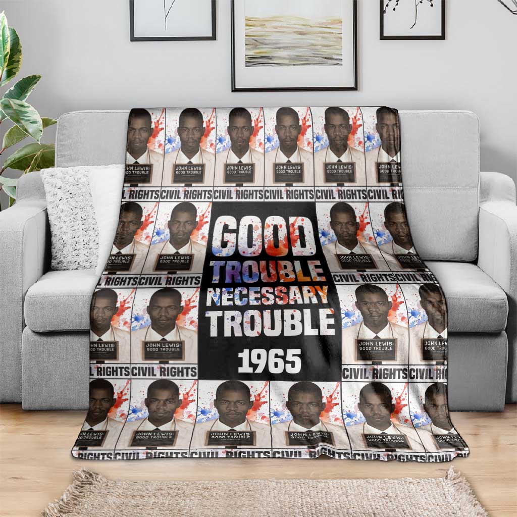 John Lewis Blanket with Mugshot Collage Design Civil Rights Portrait Good Trouble Tribute - African Pride