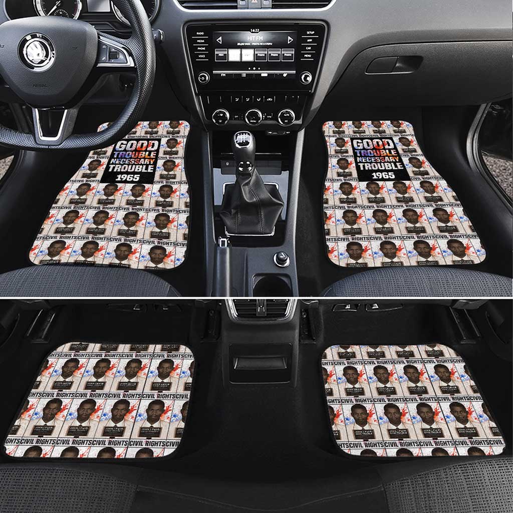 John Lewis Car Mats with Mugshot Collage Design Civil Rights Portrait Good Trouble Tribute - African Pride