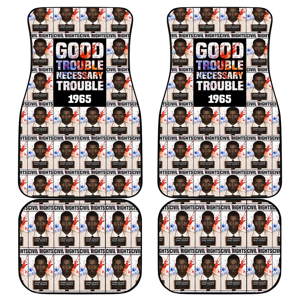 John Lewis Car Mats with Mugshot Collage Design Civil Rights Portrait Good Trouble Tribute - African Pride