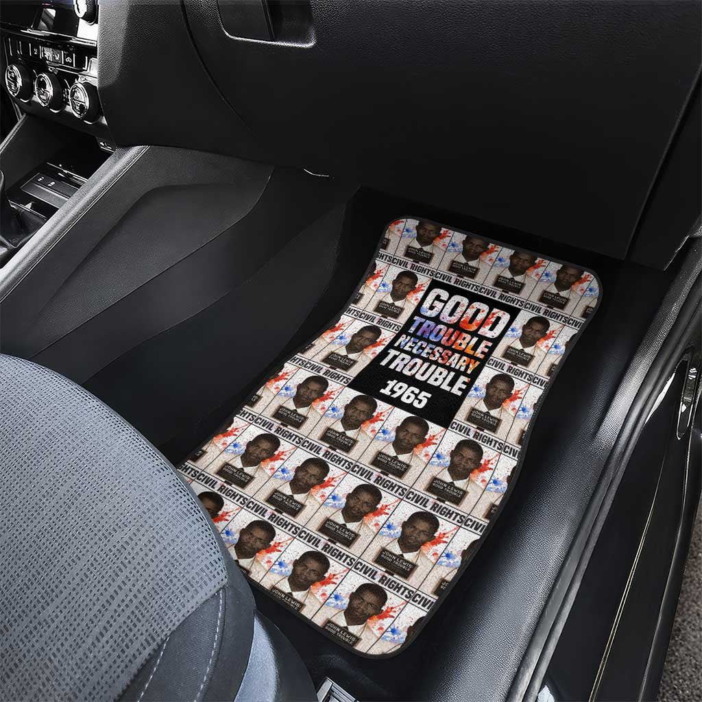 John Lewis Car Mats with Mugshot Collage Design Civil Rights Portrait Good Trouble Tribute - African Pride