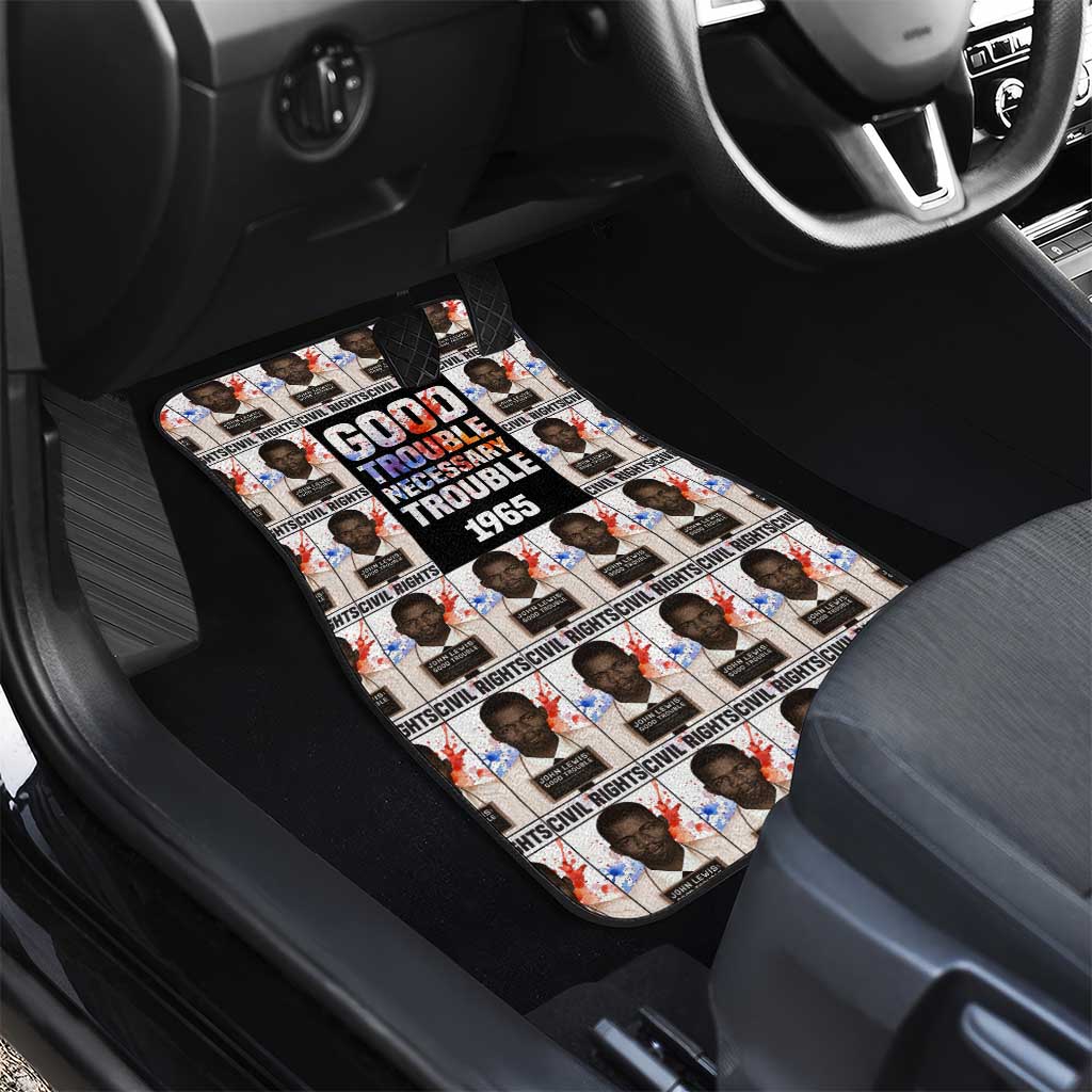 John Lewis Car Mats with Mugshot Collage Design Civil Rights Portrait Good Trouble Tribute - African Pride