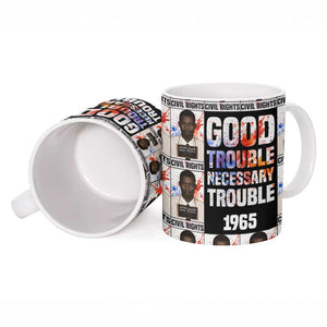John Lewis Ceramic Mug with Mugshot Collage Design Civil Rights Portrait Good Trouble Tribute - African Pride