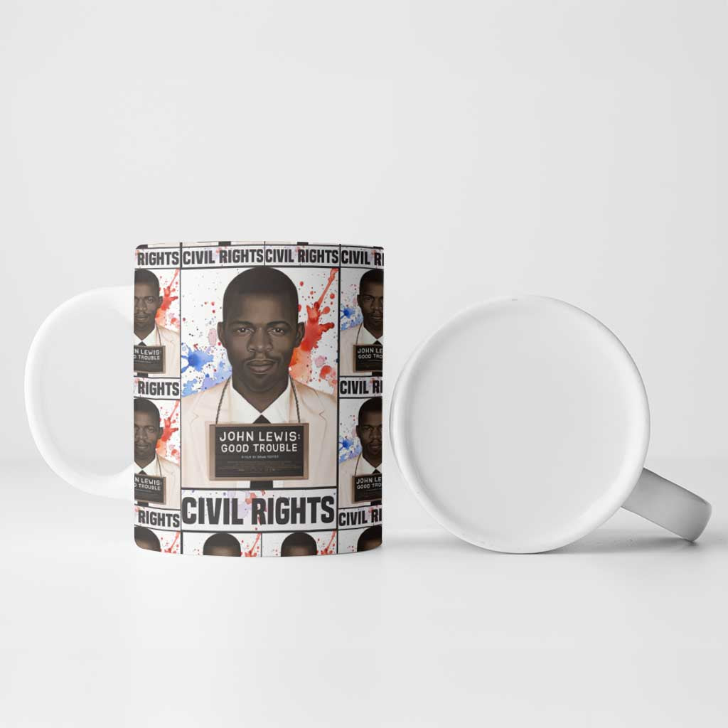 John Lewis Ceramic Mug with Mugshot Collage Design Civil Rights Portrait Good Trouble Tribute - African Pride
