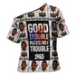 John Lewis Cross Shoulder Shirt with Mugshot Collage Design Civil Rights Portrait Good Trouble Tribute - African Pride