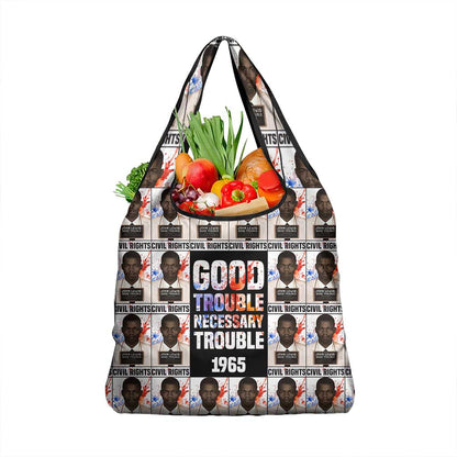 John Lewis Grocery Bag with Mugshot Collage Design Civil Rights Portrait Good Trouble Tribute - African Pride