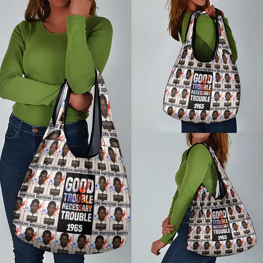 John Lewis Grocery Bag with Mugshot Collage Design Civil Rights Portrait Good Trouble Tribute - African Pride