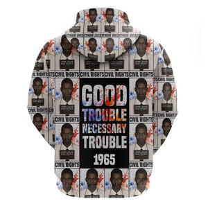 John Lewis Hoodie with Mugshot Collage Design Civil Rights Portrait Good Trouble Tribute - African Pride