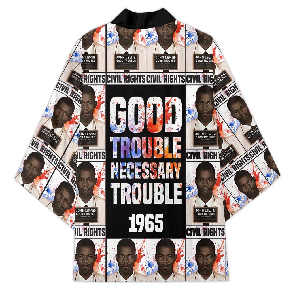 John Lewis Kimono with Mugshot Collage Design Civil Rights Portrait Good Trouble Tribute - African Pride
