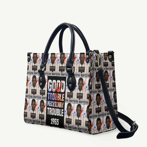 John Lewis Leather Bag with Mugshot Collage Design Civil Rights Portrait Good Trouble Tribute - African Pride