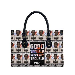John Lewis Leather Bag with Mugshot Collage Design Civil Rights Portrait Good Trouble Tribute - African Pride