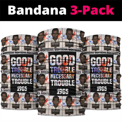 John Lewis Neck Gaiter with Mugshot Collage Design Civil Rights Portrait Good Trouble Tribute - African Pride