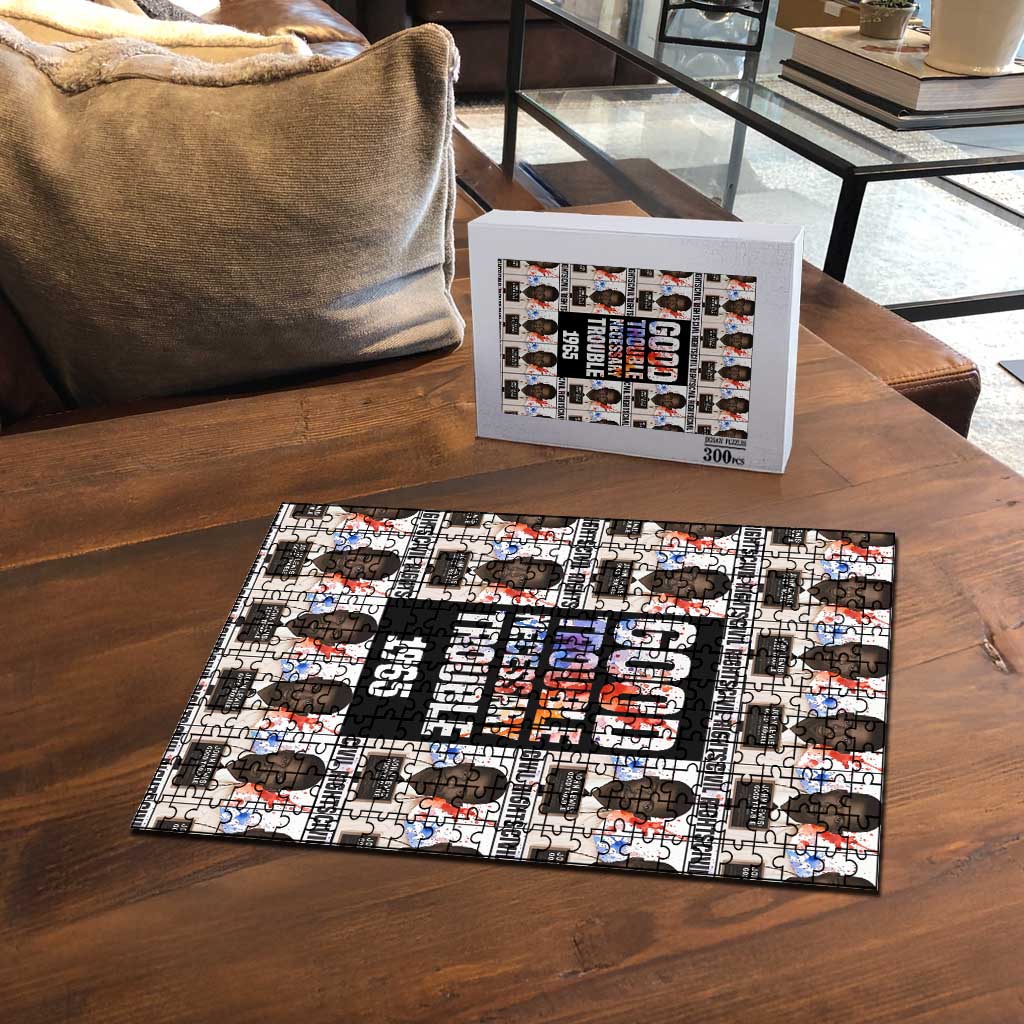 John Lewis Puzzle with Mugshot Collage Design Civil Rights Portrait Good Trouble Tribute - African Pride