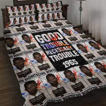 John Lewis Quilt Bed Set with Mugshot Collage Design Civil Rights Portrait Good Trouble Tribute - African Pride