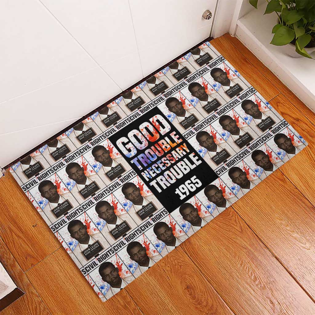 John Lewis Rubber Doormat with Mugshot Collage Design Civil Rights Portrait Good Trouble Tribute - African Pride
