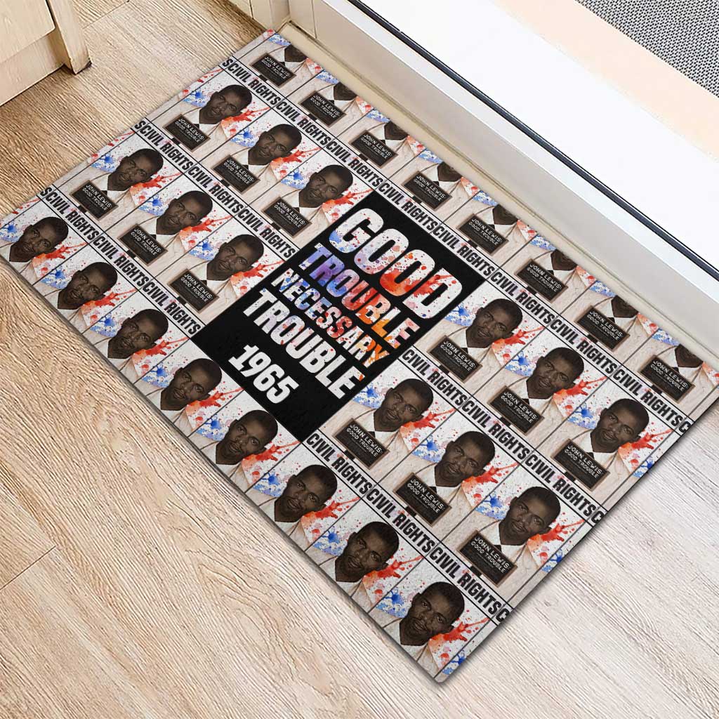 John Lewis Rubber Doormat with Mugshot Collage Design Civil Rights Portrait Good Trouble Tribute - African Pride