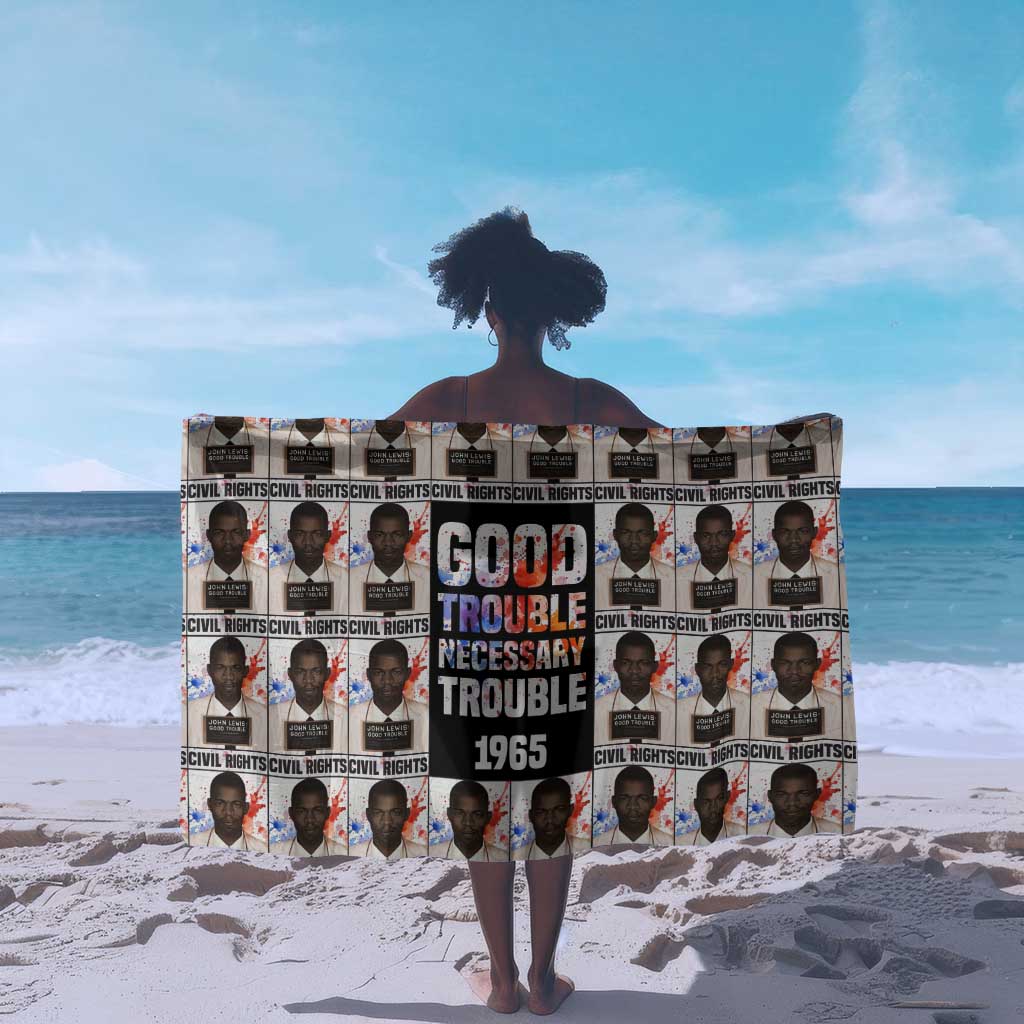 John Lewis Sarong with Mugshot Collage Design Civil Rights Portrait Good Trouble Tribute - African Pride