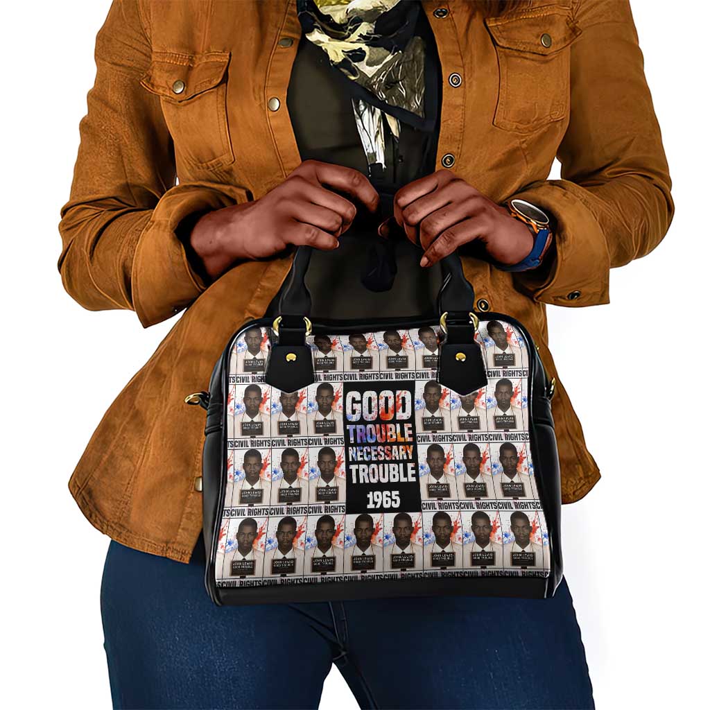 John Lewis Shoulder Handbag with Mugshot Collage Design Civil Rights Portrait Good Trouble Tribute - African Pride