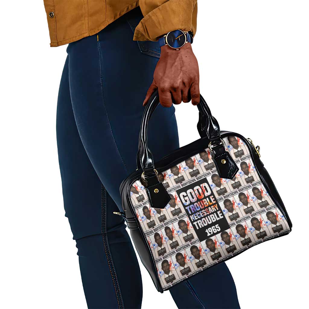 John Lewis Shoulder Handbag with Mugshot Collage Design Civil Rights Portrait Good Trouble Tribute - African Pride