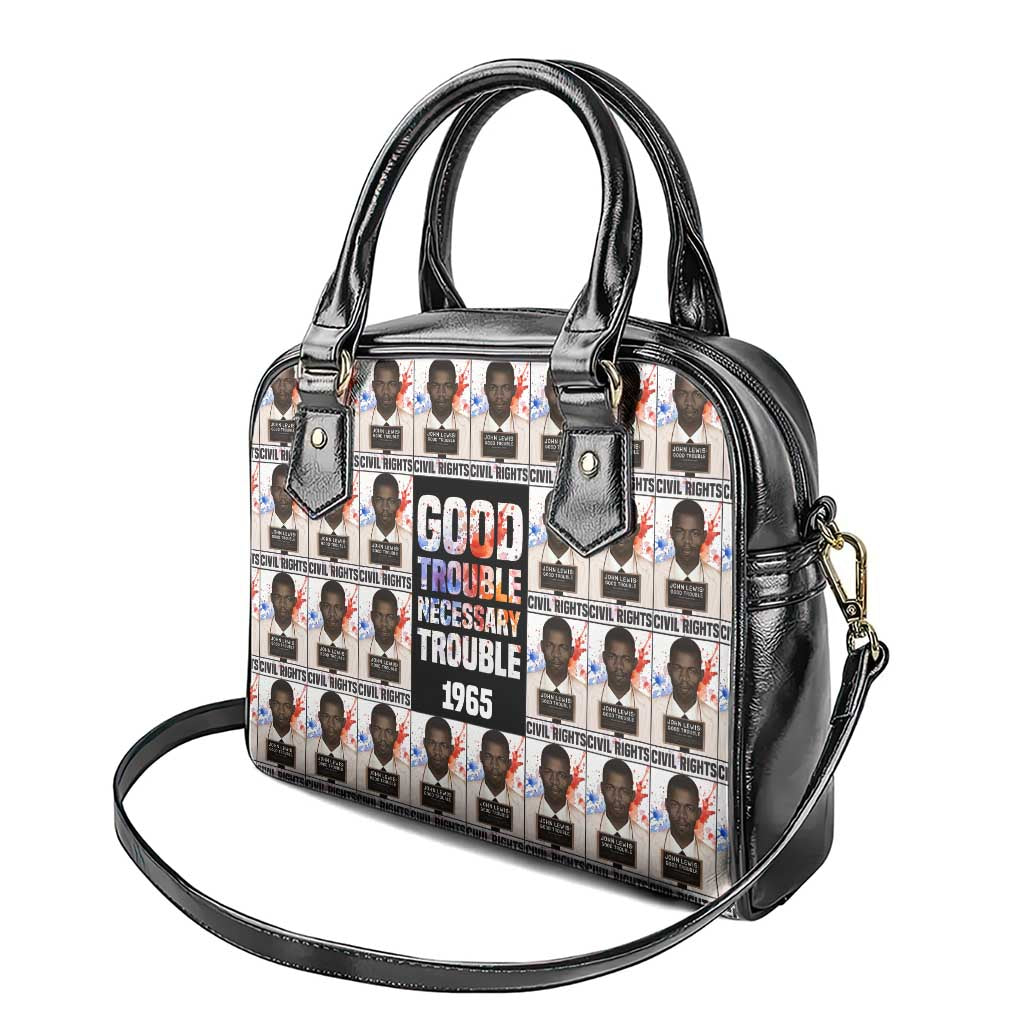 John Lewis Shoulder Handbag with Mugshot Collage Design Civil Rights Portrait Good Trouble Tribute - African Pride