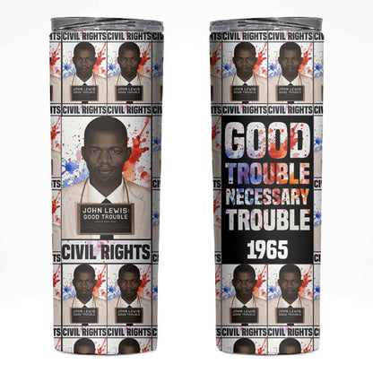 John Lewis Skinny Tumbler with Mugshot Collage Design Civil Rights Portrait Good Trouble Tribute - African Pride