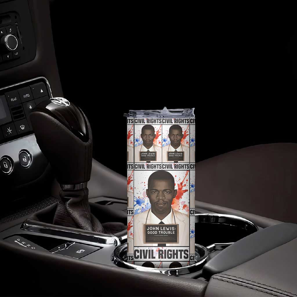 John Lewis Skinny Tumbler with Mugshot Collage Design Civil Rights Portrait Good Trouble Tribute - African Pride