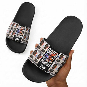 John Lewis Slide Sandals with Mugshot Collage Design Civil Rights Portrait Good Trouble Tribute - African Pride