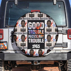 John Lewis Spare Tire Cover with Mugshot Collage Design Civil Rights Portrait Good Trouble Tribute - African Pride