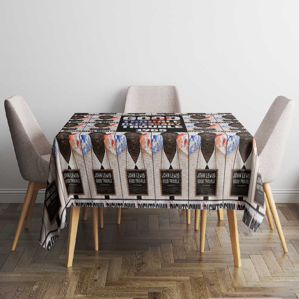John Lewis Tablecloth with Mugshot Collage Design Civil Rights Portrait Good Trouble Tribute - African Pride