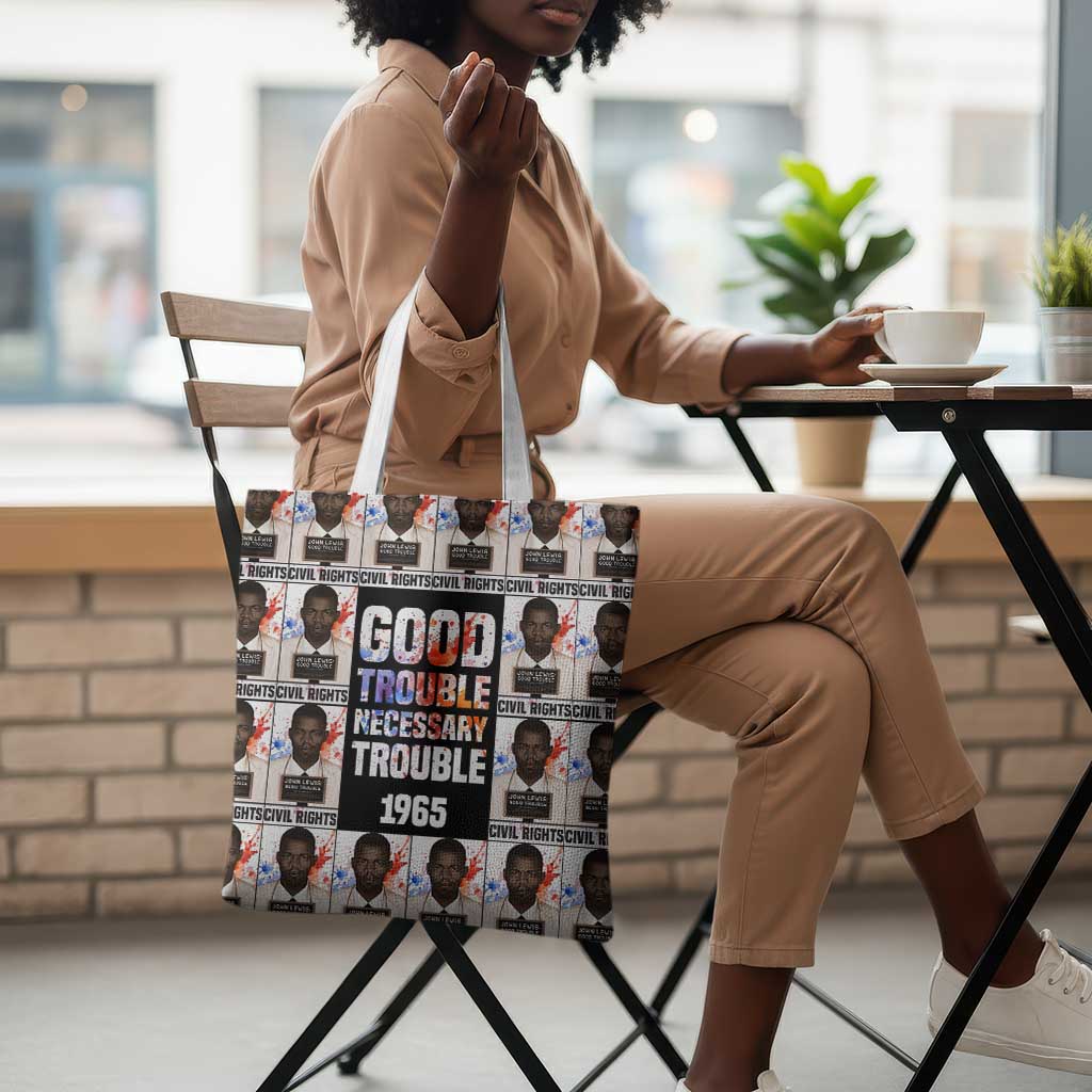 John Lewis Tote Bag with Mugshot Collage Design Civil Rights Portrait Good Trouble Tribute - African Pride
