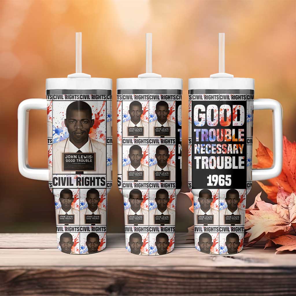 John Lewis Tumbler With Handle with Mugshot Collage Design Civil Rights Portrait Good Trouble Tribute - African Pride