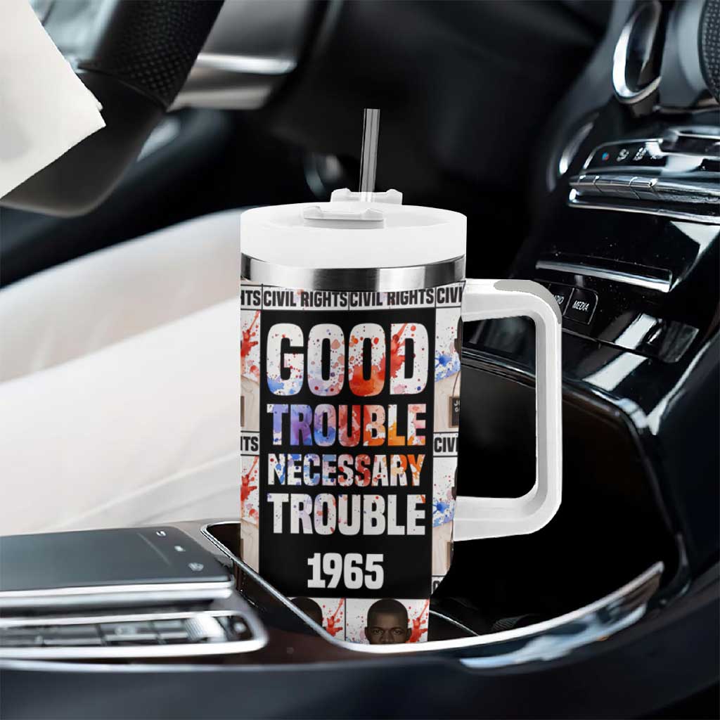 John Lewis Tumbler With Handle with Mugshot Collage Design Civil Rights Portrait Good Trouble Tribute - African Pride
