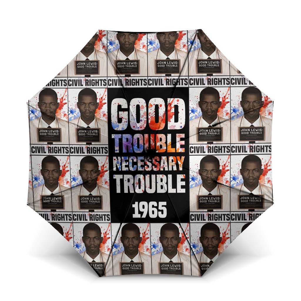 John Lewis Umbrella with Mugshot Collage Design Civil Rights Portrait Good Trouble Tribute - African Pride