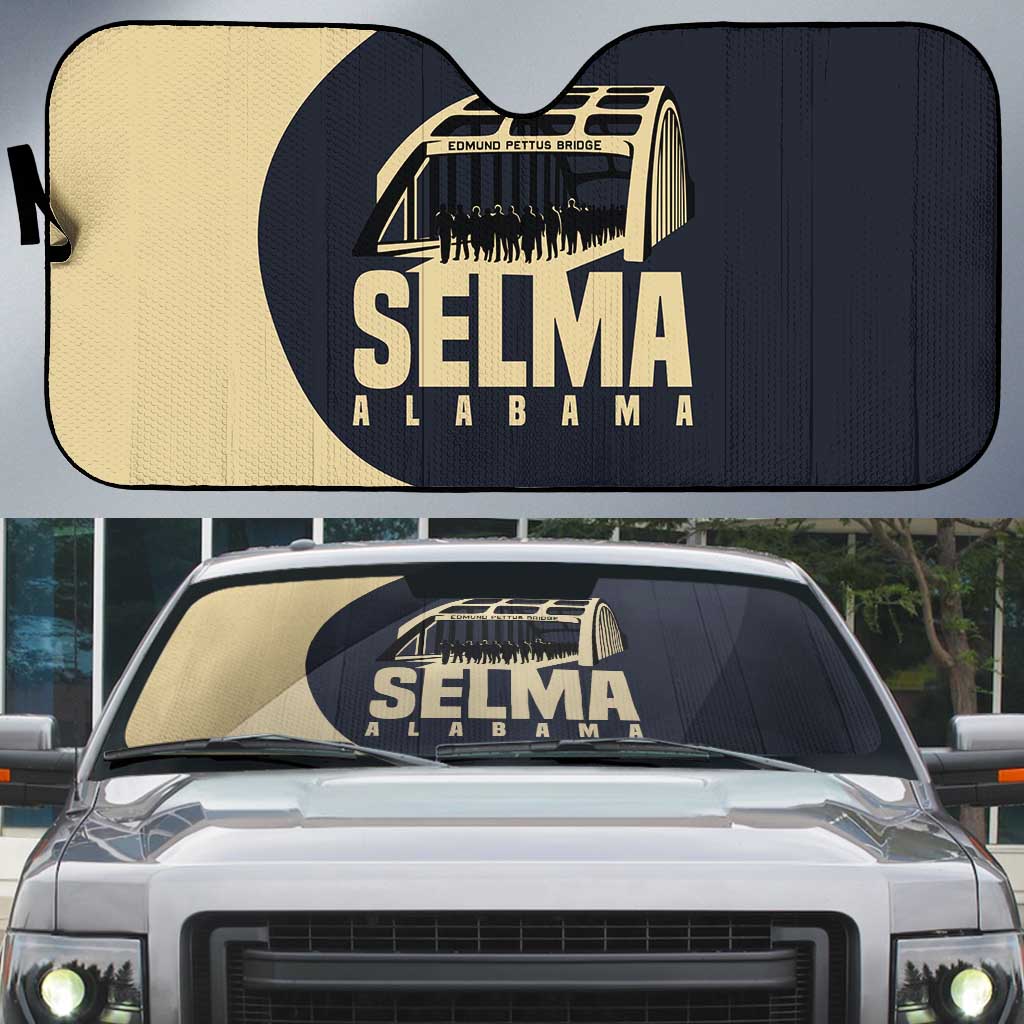 John Lewis Auto Sun Shade with Selma Bridge Graphic Civil Rights and Voting Rights Tribute - African Pride