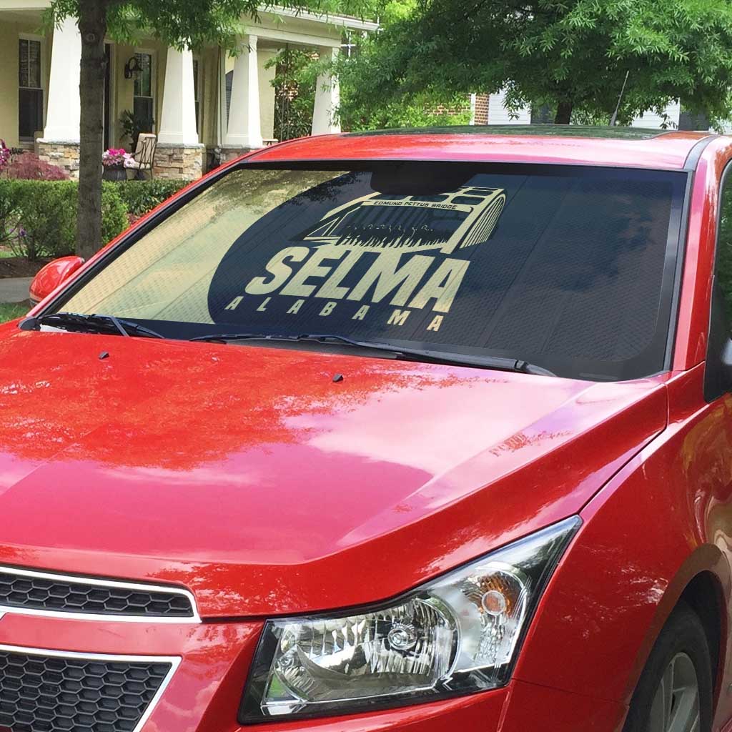 John Lewis Auto Sun Shade with Selma Bridge Graphic Civil Rights and Voting Rights Tribute - African Pride