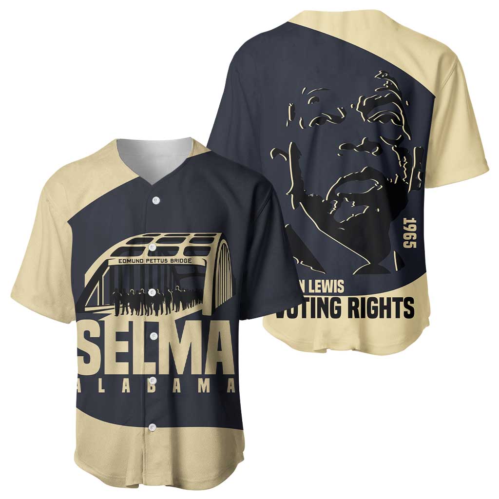 John Lewis Baseball Jersey with Selma Bridge Graphic Civil Rights and Voting Rights Tribute - African Pride