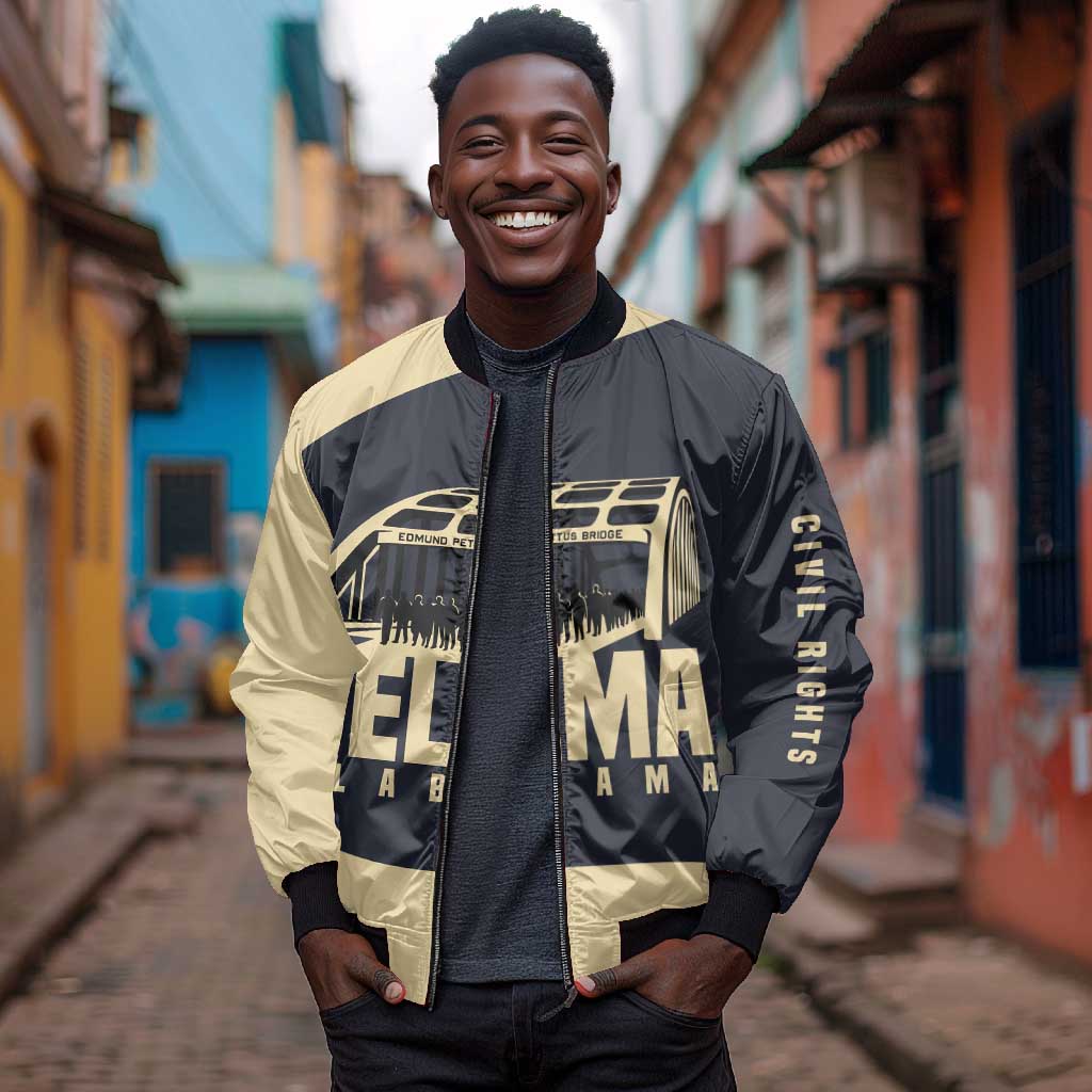 John Lewis Bomber Jacket with Selma Bridge Graphic Civil Rights and Voting Rights Tribute - African Pride