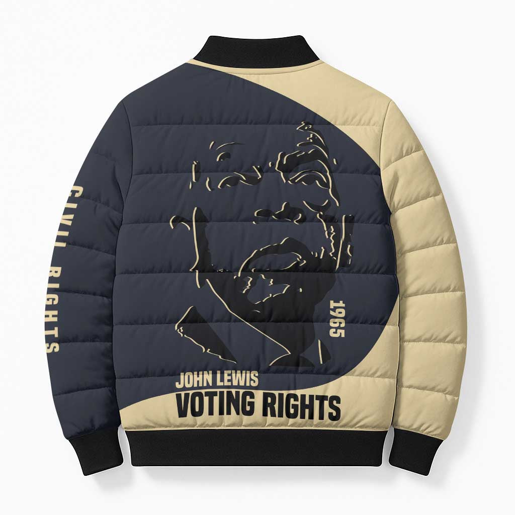 John Lewis Bomber Puffer Jacket with Selma Bridge Graphic Civil Rights and Voting Rights Tribute - African Pride
