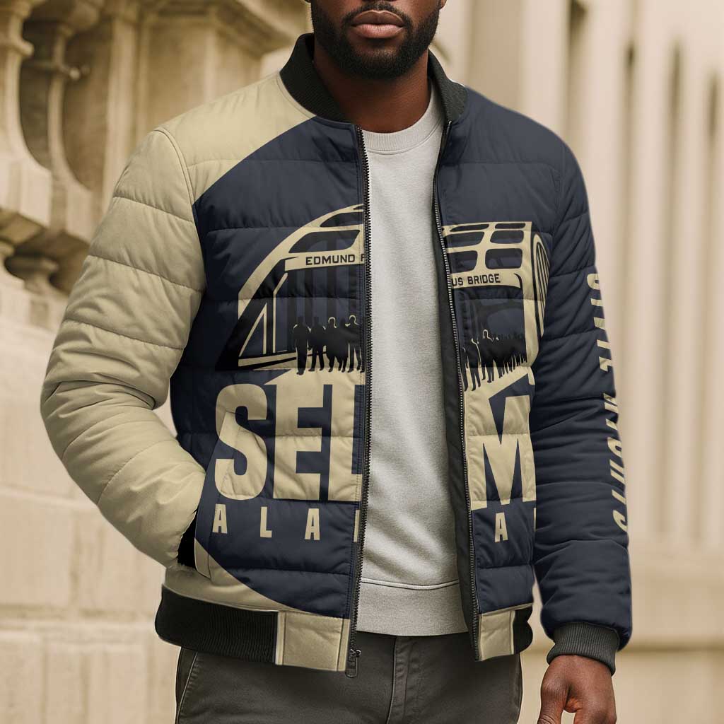 John Lewis Bomber Puffer Jacket with Selma Bridge Graphic Civil Rights and Voting Rights Tribute - African Pride