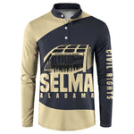 John Lewis Button Sweatshirt with Selma Bridge Graphic Civil Rights and Voting Rights Tribute