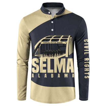 John Lewis Button Sweatshirt with Selma Bridge Graphic Civil Rights and Voting Rights Tribute