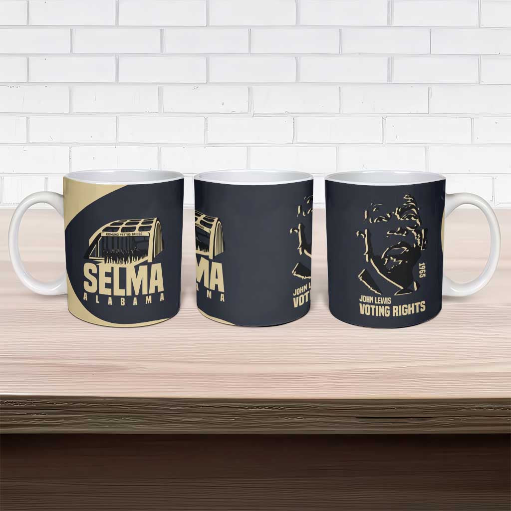 John Lewis Ceramic Mug with Selma Bridge Graphic Civil Rights and Voting Rights Tribute - African Pride