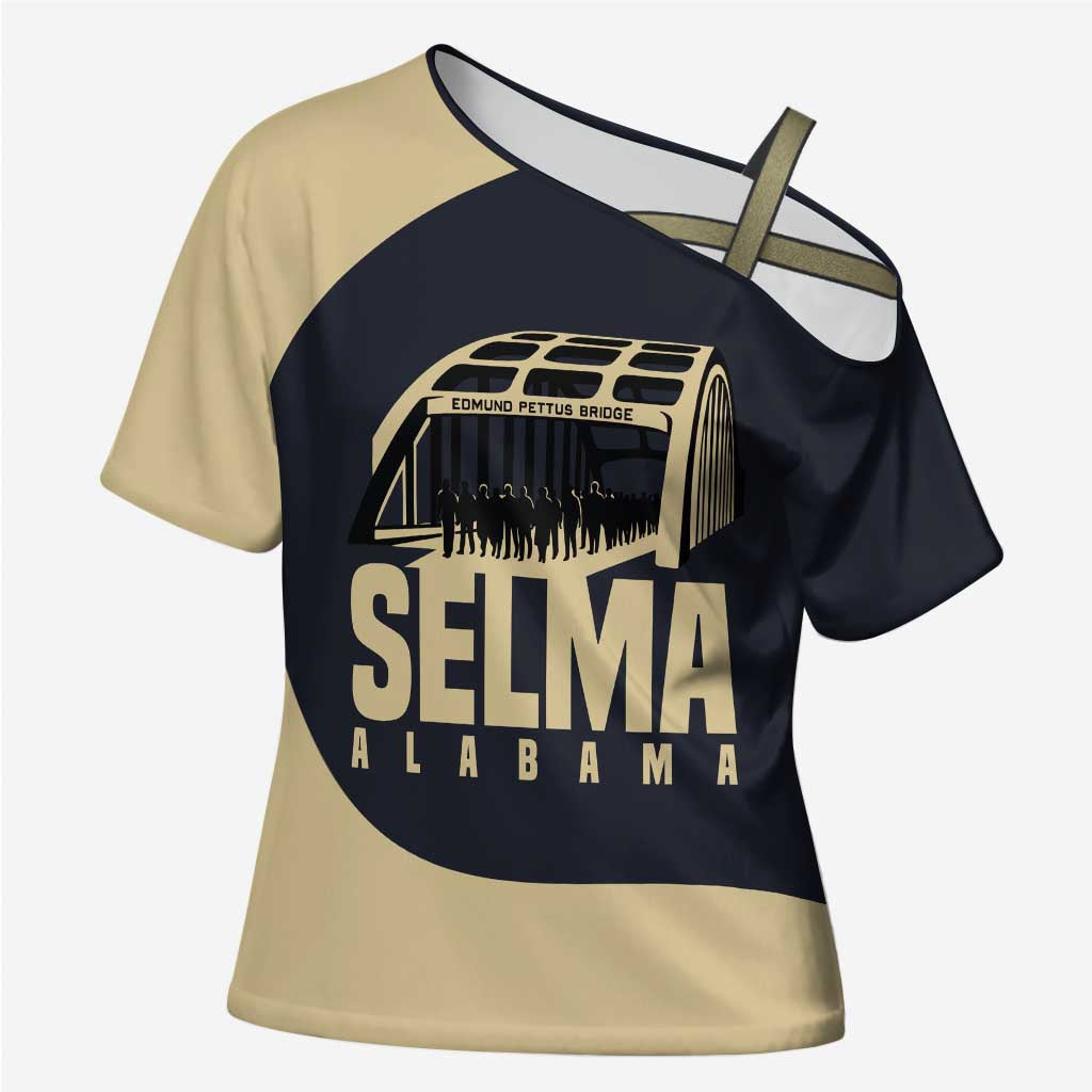 John Lewis Cross Shoulder Shirt with Selma Bridge Graphic Civil Rights and Voting Rights Tribute - African Pride