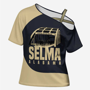 John Lewis Cross Shoulder Shirt with Selma Bridge Graphic Civil Rights and Voting Rights Tribute - African Pride
