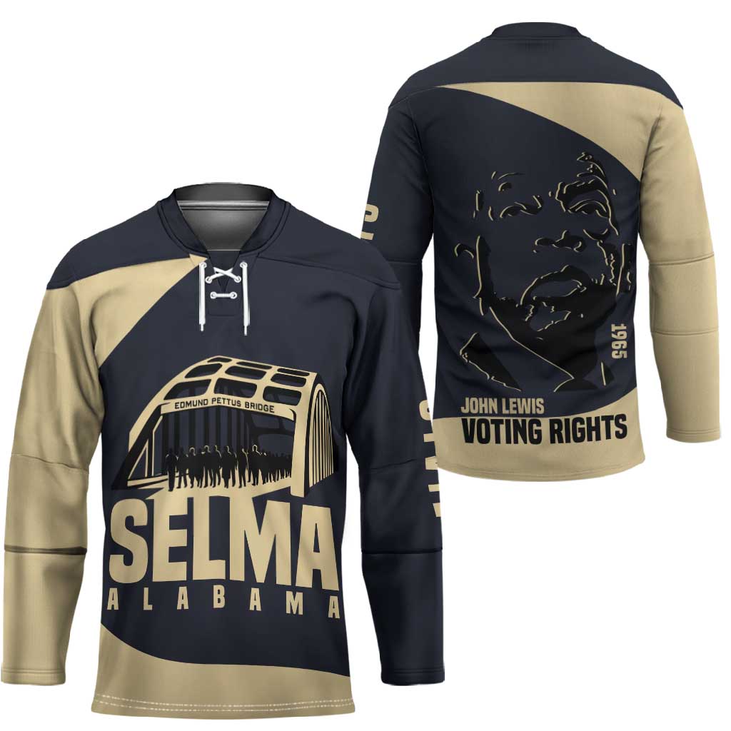 John Lewis Hockey Jersey with Selma Bridge Graphic Civil Rights and Voting Rights Tribute - African Pride