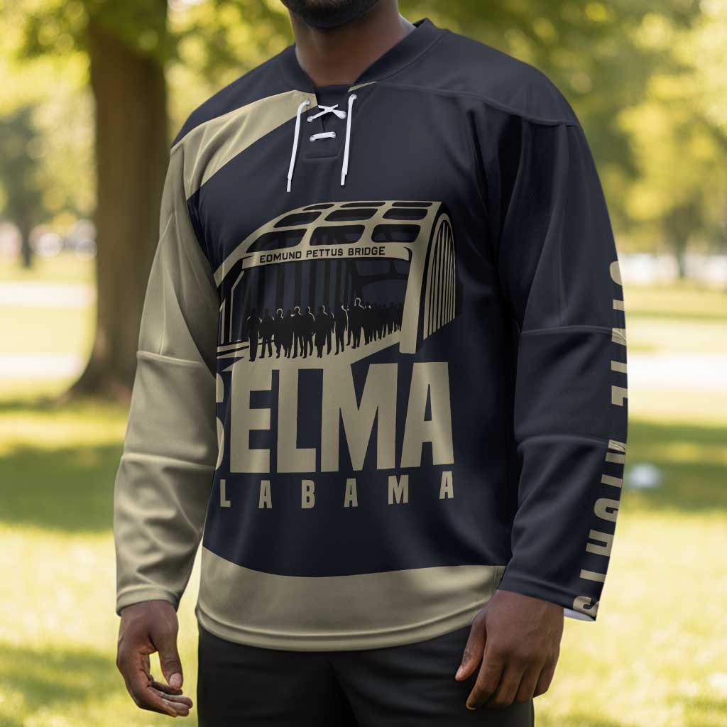 John Lewis Hockey Jersey with Selma Bridge Graphic Civil Rights and Voting Rights Tribute - African Pride
